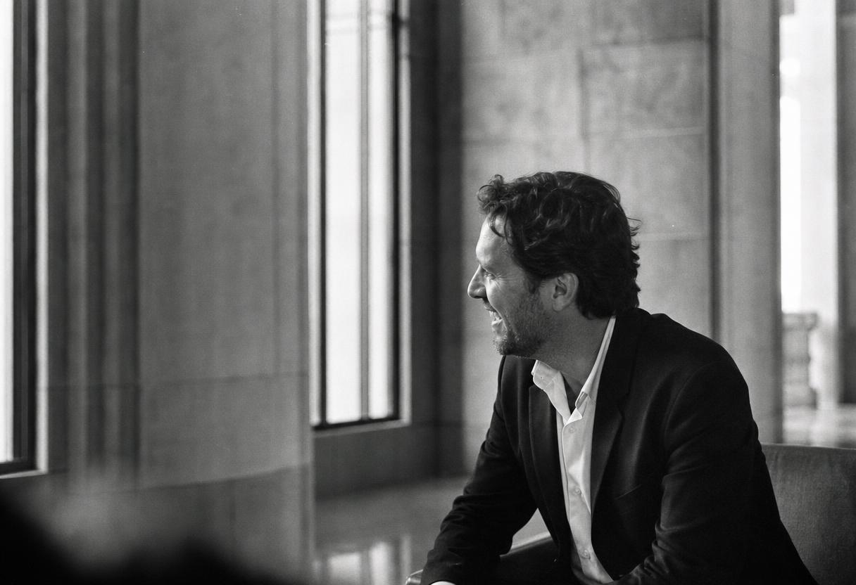 A man in profile during a curated online introduction - what the matchmaking process looks like after you sign