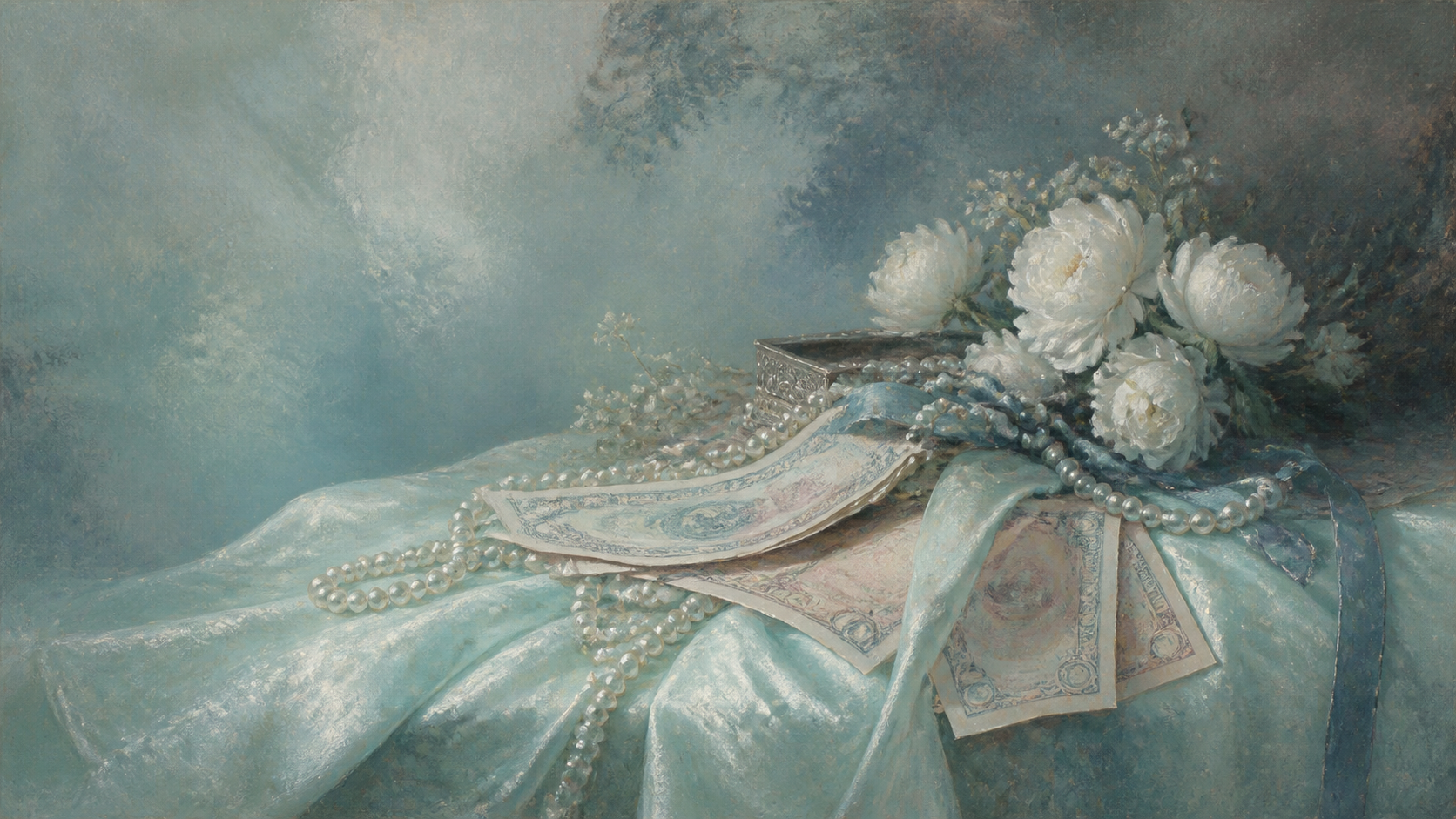 Pearls, ribbon and banknotes on silk — weighing a matchmaking fee against the real cost of dating